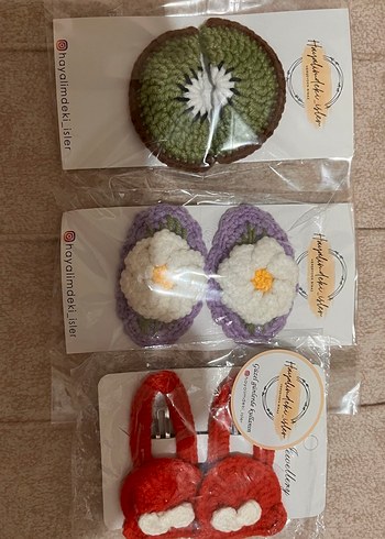 Renkli Örgü Çocuk Toka Seti - Görsel 2