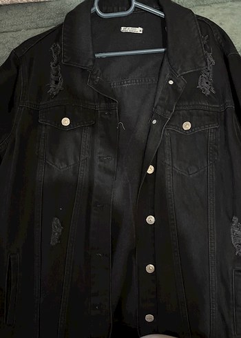 Siyah Düğmeli Kadın Denim Ceket - Görsel 3