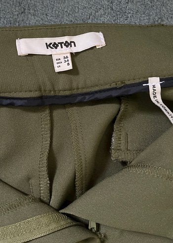 Düğmeli Haki Kadın Kumaş Pantolon - Görsel 2