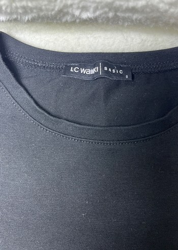 Siyah Kadın Keten Uzun Kollu Basic Tişört - Görsel 2