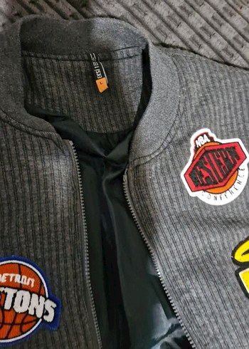 Düğmeli Erkek genç Gri Nakışlı Ceket L beden - Görsel 4