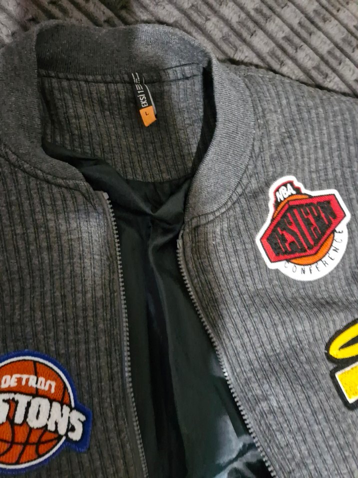 Düğmeli Erkek genç Gri Nakışlı Ceket L beden - Görsel 4