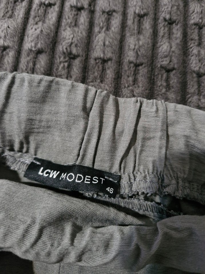 Gri Bol Kesim Keten Kadın Pantolon - Görsel 4