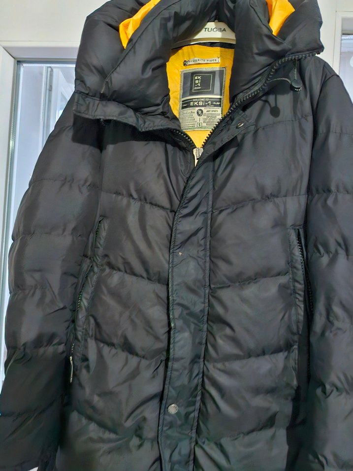 Siyah Fermuarlı Midi Kışlık erkek Mont - Görsel 2