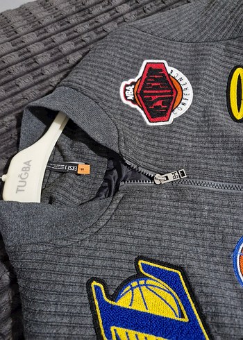 Amblemli Gri Triko erkek Ceket - Görsel 3