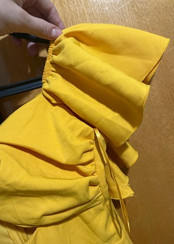 Sarı Drapeli Kadın elbise - Görsel 2