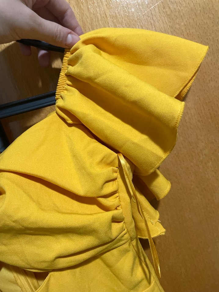 Sarı Drapeli Kadın elbise - Görsel 2