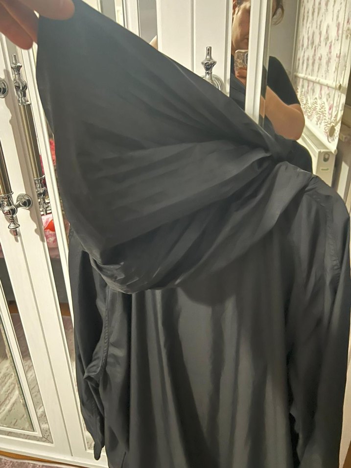 Siyah Uzun kadın Yağmurluk ve Rüzgarlık - Görsel 4