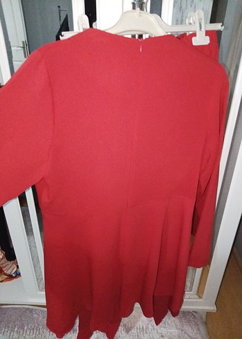 Kırmızı V Yakalı tunik pantolon takim - Görsel 6