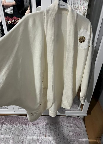 Kadın Beyaz Nakışlı triko Hırka - Görsel 3