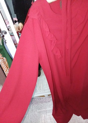 Kırmızı Fırfırlı elbise - Görsel 3