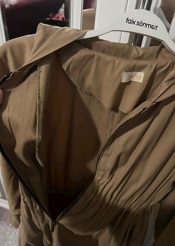 Bej Midi Hamile Ceket Yüksek Yaka - Görsel 2