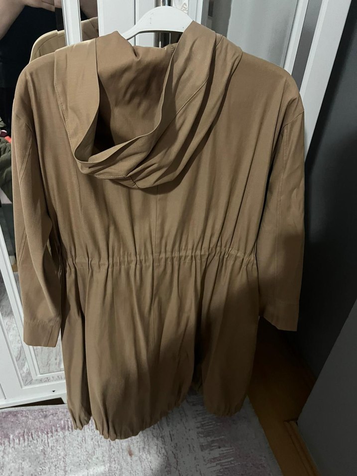 Bej Midi Hamile Ceket Yüksek Yaka - Görsel 3