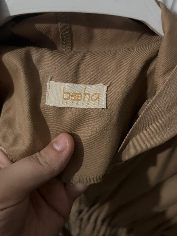 Bej Midi Hamile Ceket Yüksek Yaka - Görsel 5