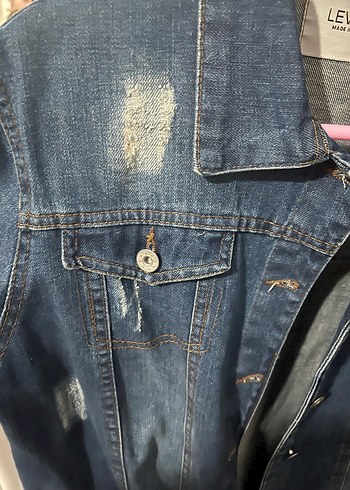 Düğmeli Mavi Midi Denim Ceket - Görsel 3
