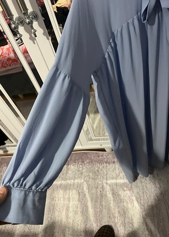 mavi Uzun Drapeli Kadın tunik - Görsel 3