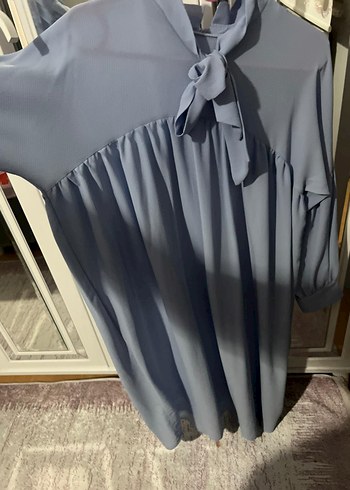 mavi Uzun Drapeli Kadın tunik - Görsel 2