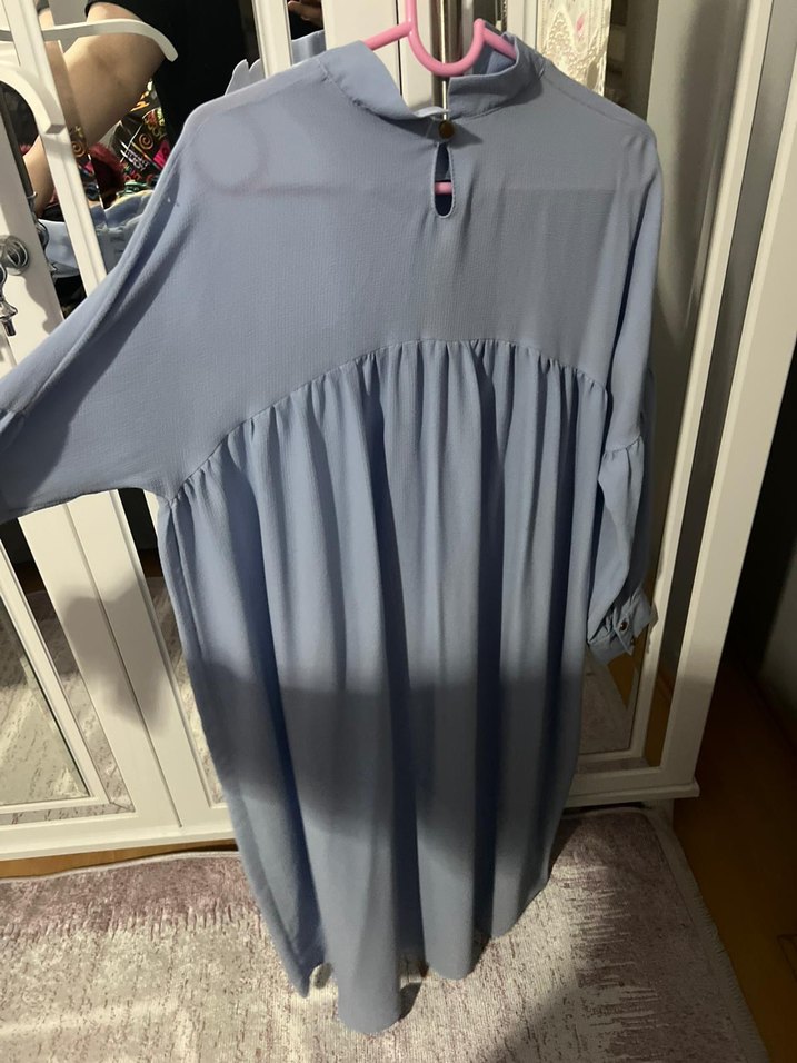 mavi Uzun Drapeli Kadın tunik - Görsel 4