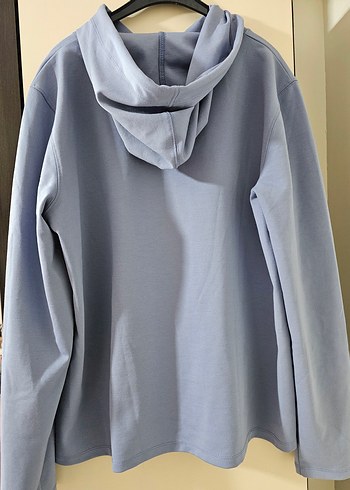 Mavi Kapüşonlu Kadın Sweatshirt - Görsel 3