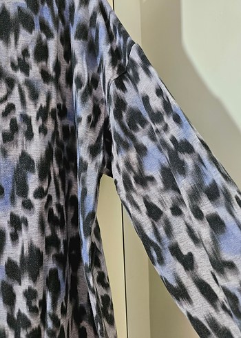 Gri Leopar Desenli Uzun Kollu Kadın Sweatshirt - Görsel 6