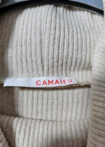 Kadın Bej Yüksek Yakalı İnce Triko Kazak - Görsel 2