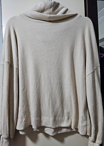 Kadın Bej Yüksek Yakalı İnce Triko Kazak - Görsel 4