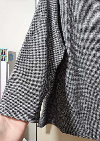 Gri Örgü Kadın Sweatshirt - Görsel 4