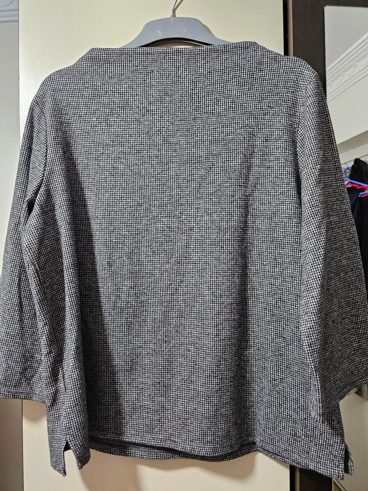 Gri Örgü Kadın Sweatshirt - Görsel 5