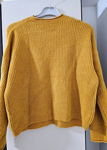 Sarı Örgü Kadın Kazak - Görsel 4