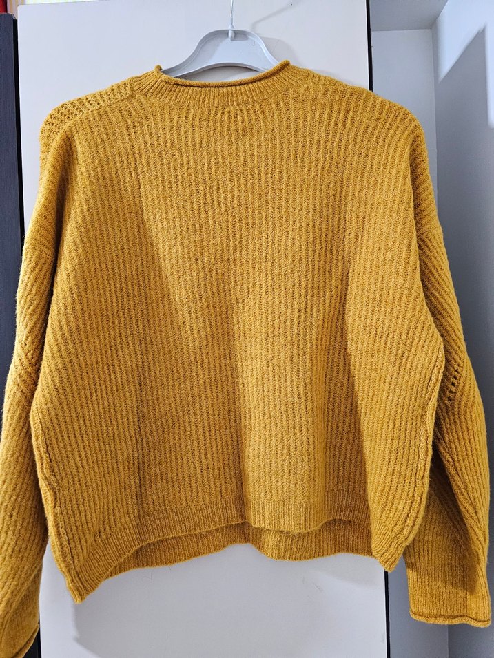 Sarı Örgü Kadın Kazak - Görsel 4