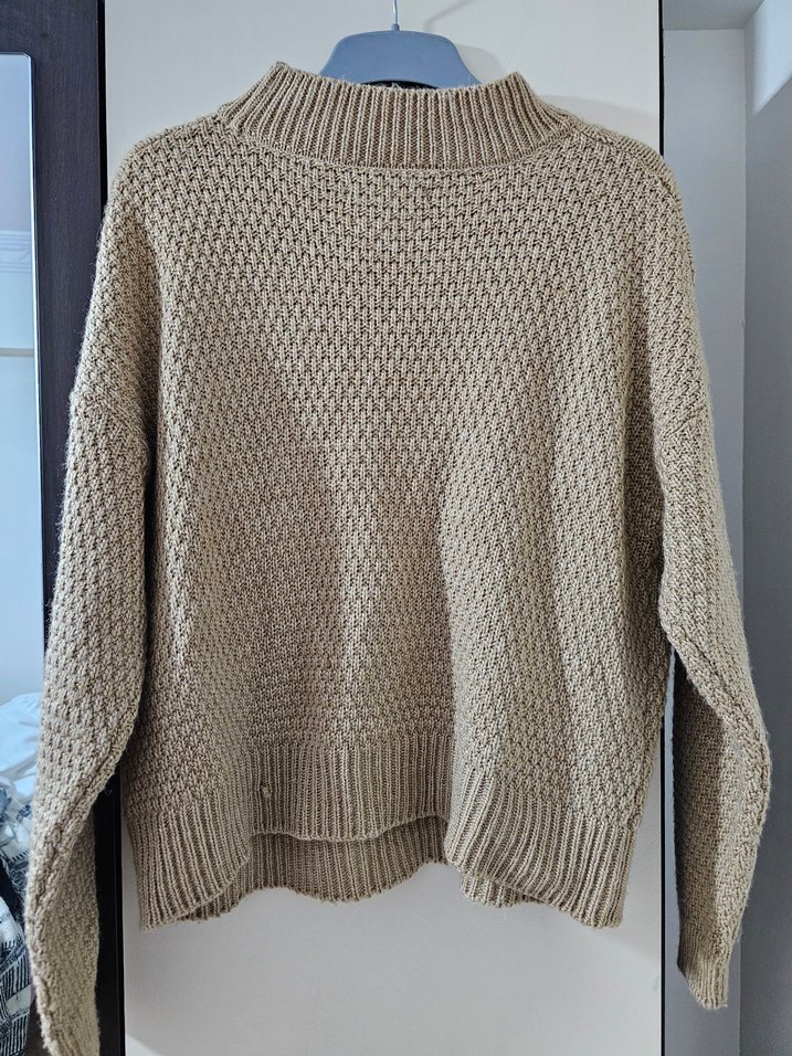 Bej Bohem Örgü Kadın Kazak - Görsel 4