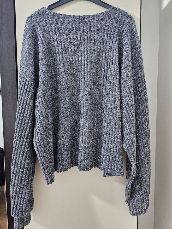 Gri Örgü Kadın Triko Kazak - Görsel 3