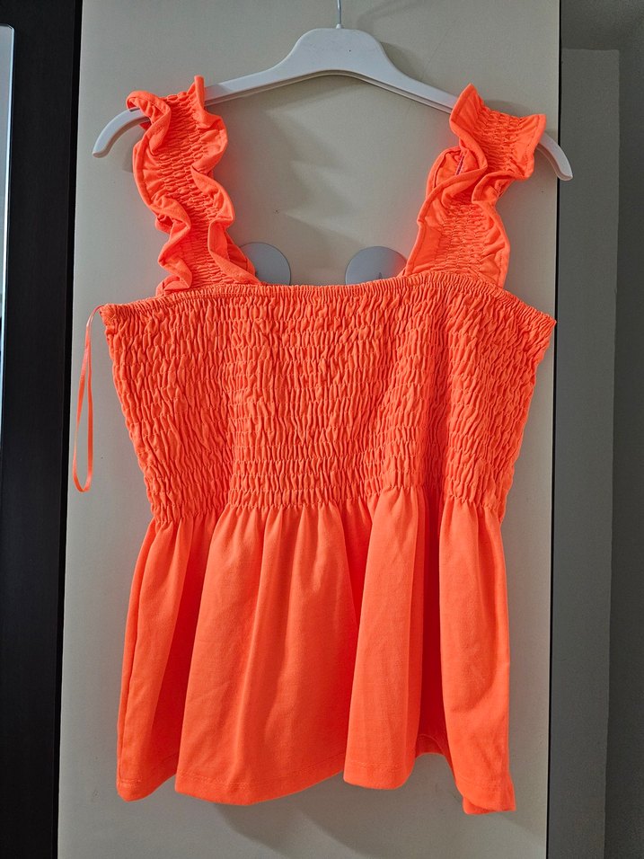 Turuncu Fırfırlı Bluz - Görsel 4