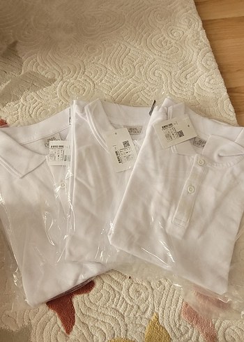 8 Yaş Beden beyaz Renk Beyaz Erkek Çocuk Polo Tişört