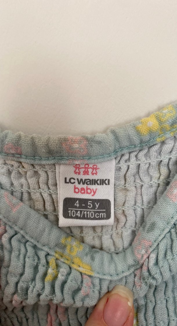 Kız Çocuk Gri Çiçekli Müslin Elbise - Görsel 2