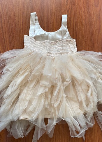 Kız Çocuk Fırfırlı Nakışlı AbiyeElbise - Görsel 2