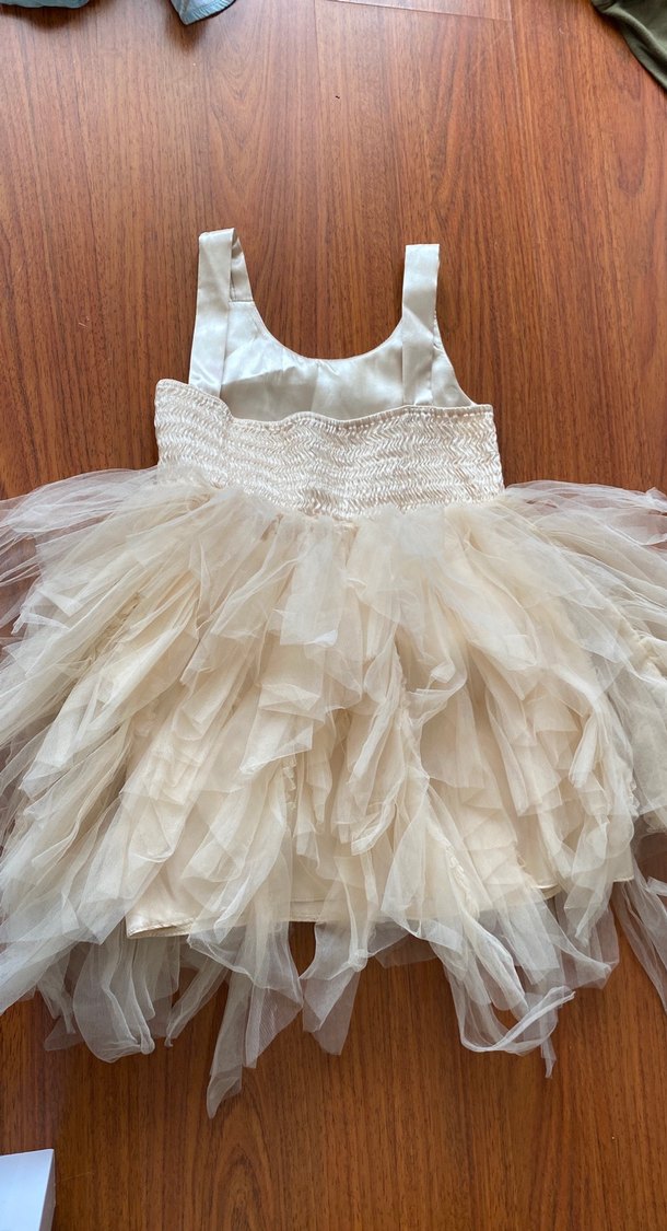 Kız Çocuk Fırfırlı Nakışlı AbiyeElbise - Görsel 2