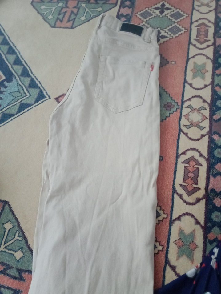 ten rengi Pamuklu Salaş Midi Kadın Pantolon - Görsel 2