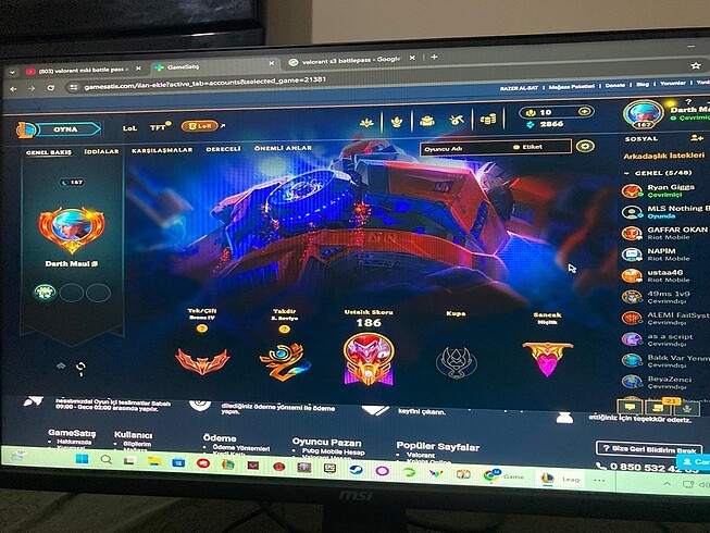 167 LEVEL LOL HESABI ( MAİL DEĞİŞTİRİLECEK)