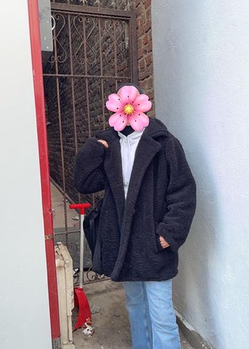 Diğer Siyah Peluş Kadın Kısa Kaban