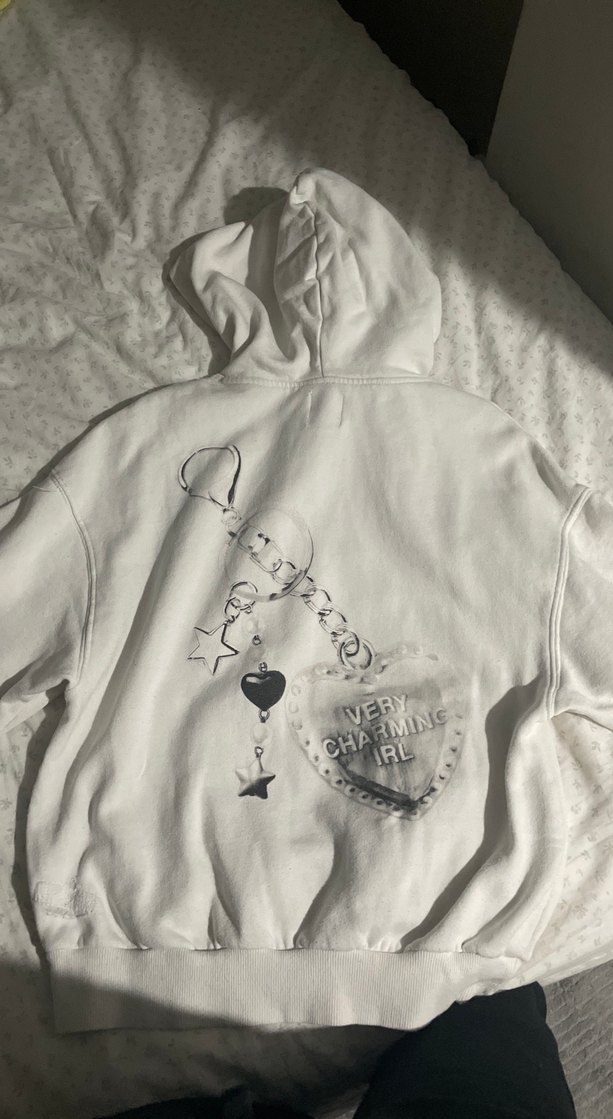 Beyaz Kapüşonlu Rahat Kesim Sweatshirt - Görsel 2