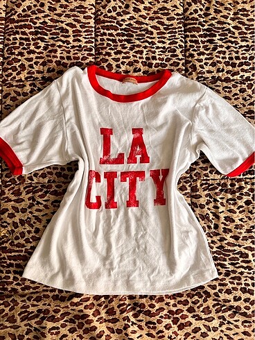 LA CITY yazılı kalın T-shirt