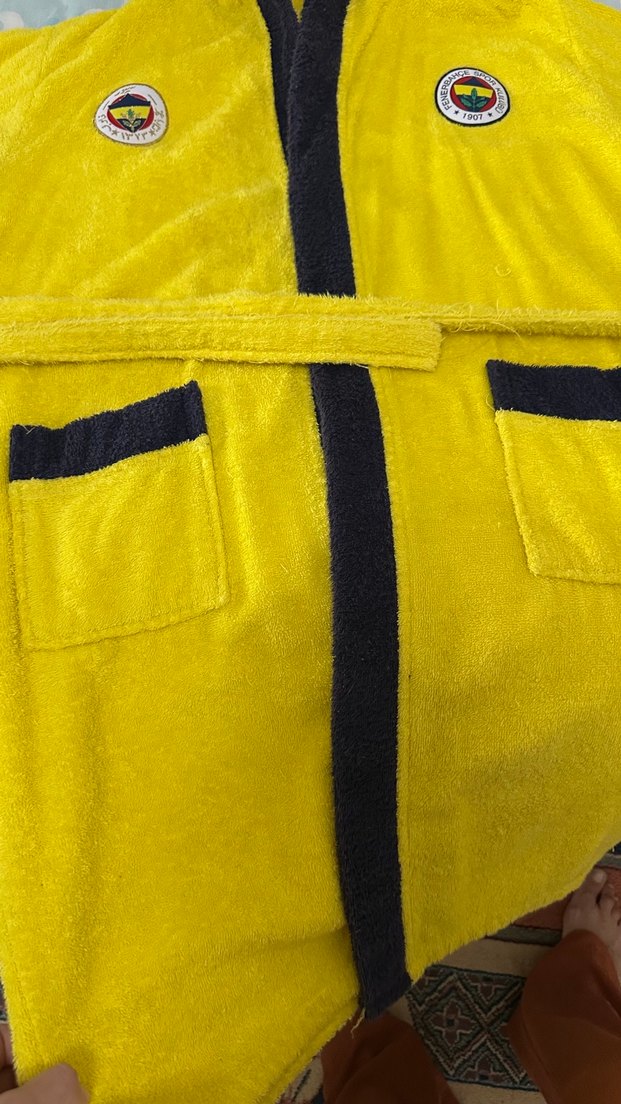 Kapüşonlu Fenerbahçe Bornoz - Görsel 5