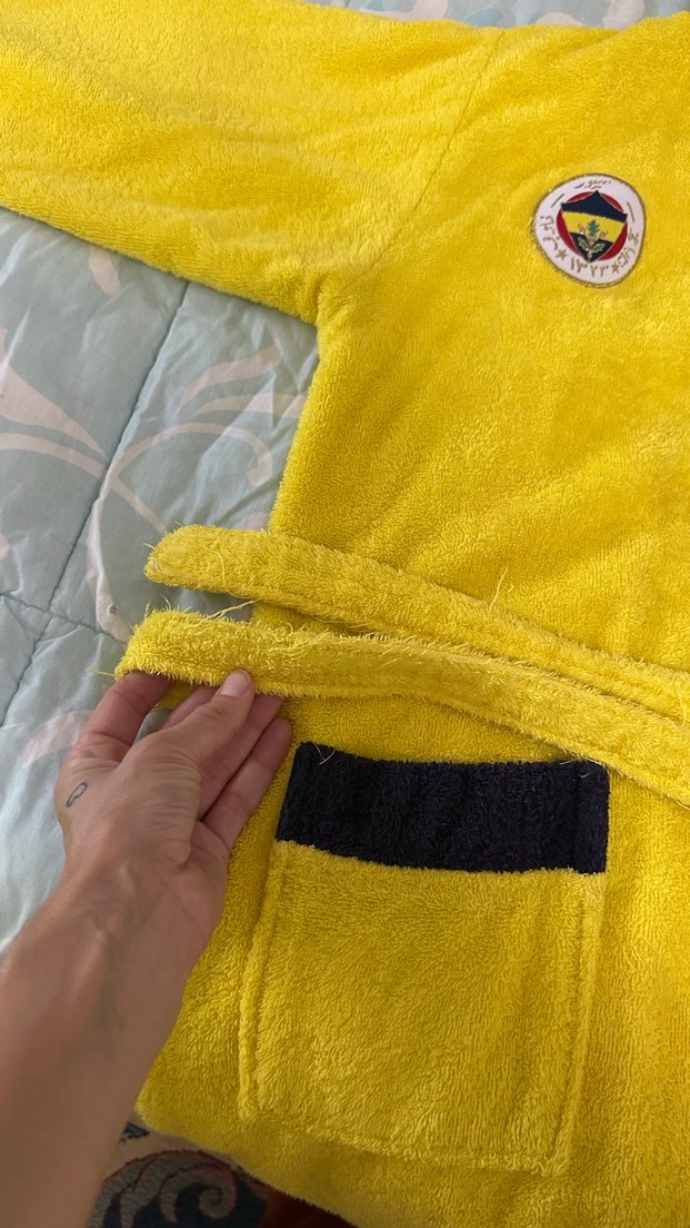 Kapüşonlu Fenerbahçe Bornoz - Görsel 4