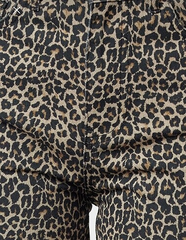 36 Beden Yüksek Bel Fit leopar Desen Pantolon