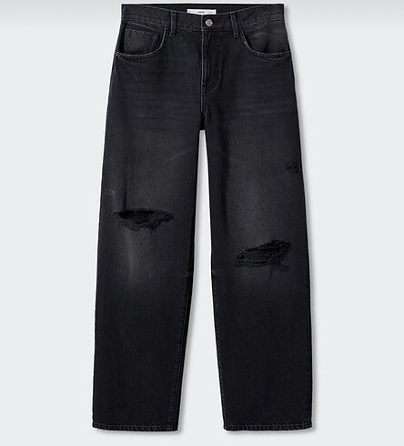 Mango Wideleg Jeans Yırtık Dekoratif