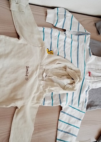 Erkek Çocuk Beyaz Pamuklu Fermuarlı Hırka