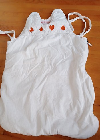 Beyaz Nakışlı Keten Bebek Uyku Tulumu - Görsel 2