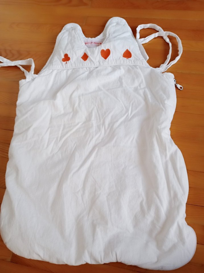 Beyaz Nakışlı Keten Bebek Uyku Tulumu - Görsel 2