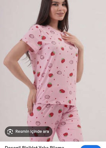 Pembe Desenli Kısa Kollu Kadın Pijama Takımı
